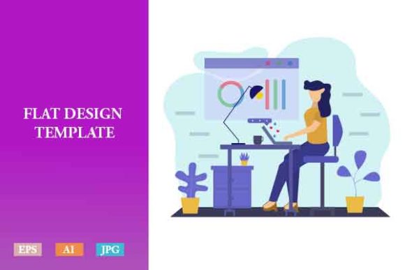Download Flat Illustration Freelancer Woman V3 - Freelancer Collection