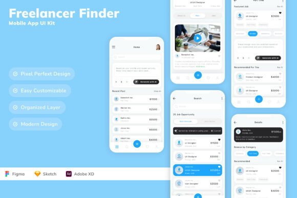 Download Freelancer Finder Mobile App UI Kit - Freelancer Collection