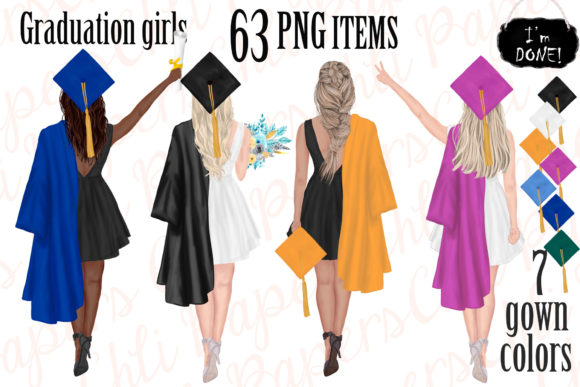 Download Graduation Girls,Graduation Gowns Hats - Premium Bundle